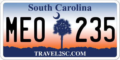 SC license plate MEO235