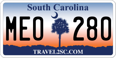 SC license plate MEO280