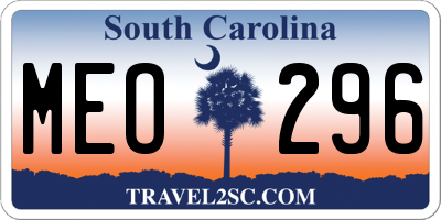 SC license plate MEO296