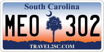 SC license plate MEO302