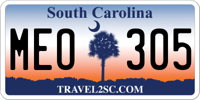 SC license plate MEO305