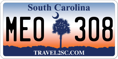 SC license plate MEO308