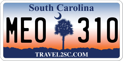 SC license plate MEO310