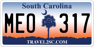 SC license plate MEO317