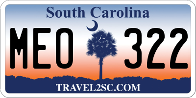 SC license plate MEO322