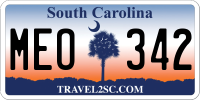 SC license plate MEO342