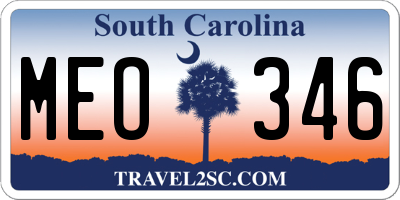 SC license plate MEO346