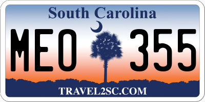 SC license plate MEO355