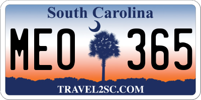 SC license plate MEO365