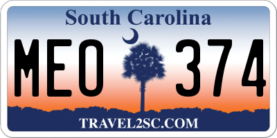 SC license plate MEO374