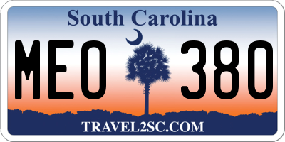SC license plate MEO380