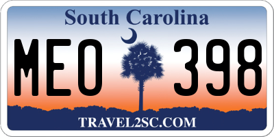 SC license plate MEO398