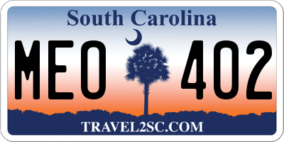 SC license plate MEO402