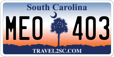 SC license plate MEO403
