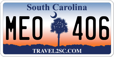 SC license plate MEO406