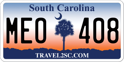 SC license plate MEO408