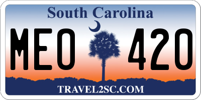 SC license plate MEO420