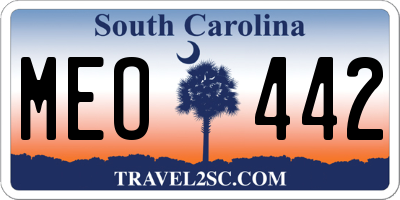 SC license plate MEO442
