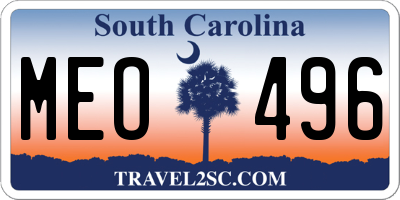 SC license plate MEO496
