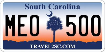 SC license plate MEO500