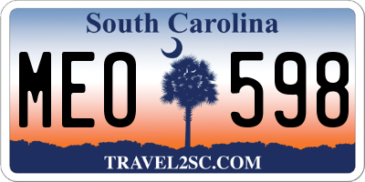 SC license plate MEO598