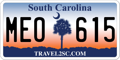 SC license plate MEO615