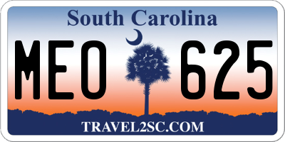 SC license plate MEO625