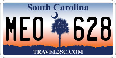 SC license plate MEO628