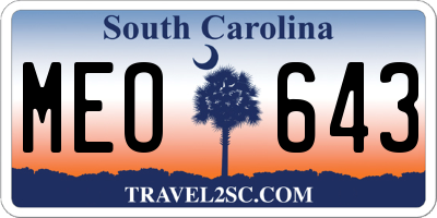 SC license plate MEO643