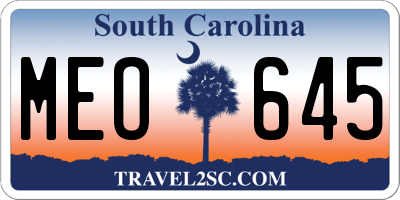 SC license plate MEO645