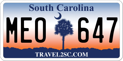 SC license plate MEO647