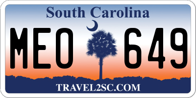 SC license plate MEO649
