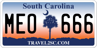 SC license plate MEO666