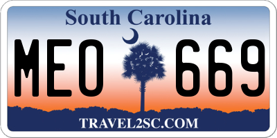 SC license plate MEO669