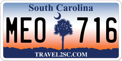 SC license plate MEO716