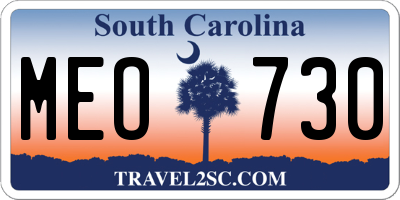 SC license plate MEO730