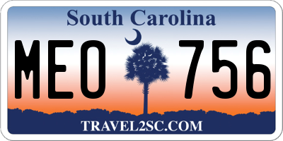SC license plate MEO756