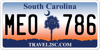 SC license plate MEO786