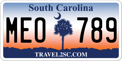 SC license plate MEO789