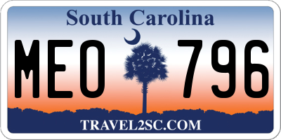 SC license plate MEO796