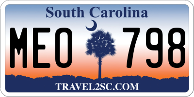 SC license plate MEO798