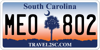 SC license plate MEO802