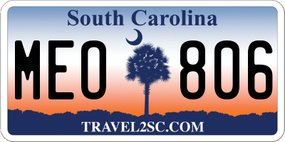 SC license plate MEO806
