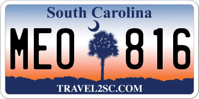SC license plate MEO816
