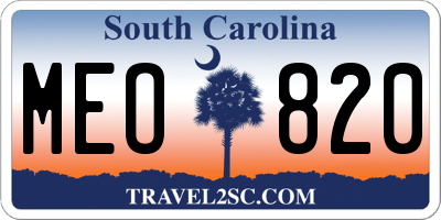 SC license plate MEO820