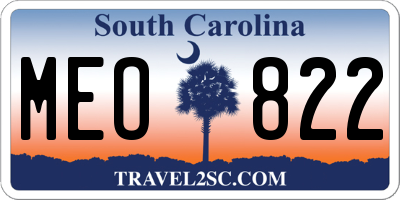 SC license plate MEO822