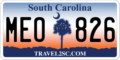 SC license plate MEO826