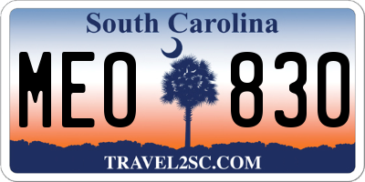SC license plate MEO830