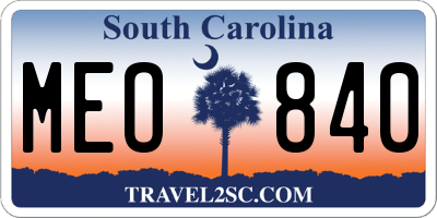 SC license plate MEO840
