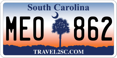 SC license plate MEO862